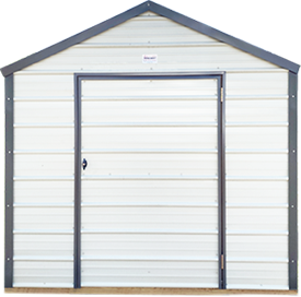 Compact metal utility shed offers a durable and weather-resistant solution for backyard storage. Metal sheds are ideal for protecting tools and equipment with minimal maintenance required.