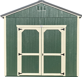 Traditional utility shed with double doors offers simple, reliable storage for tools, lawn equipment, and supplies. Utility sheds are versatile backyard buildings designed for everyday organization and convenience.